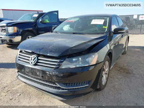 2013 Volkswagen Passat 2.5L S VIN 1VWAP7A35DC034695 фото 3