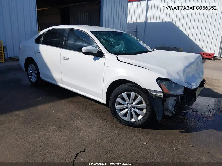 2015 Volkswagen Passat 1.8T Wolfsburg Edition VIN 1VWAT7A3XFC056352 фото 1