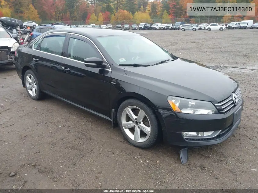 1VWAT7A33FC116360 — 2015 Volkswagen Passat, фото 2 с аукциона IAAI, Передний левый