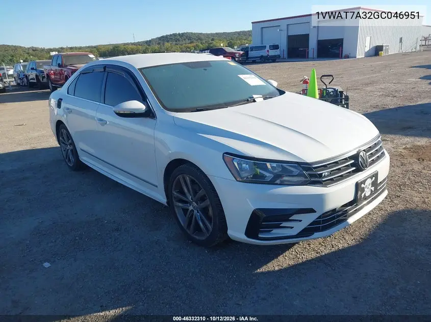 2016 Volkswagen Passat 1.8T R-Line VIN 1VWAT7A32GC046951 фото 2