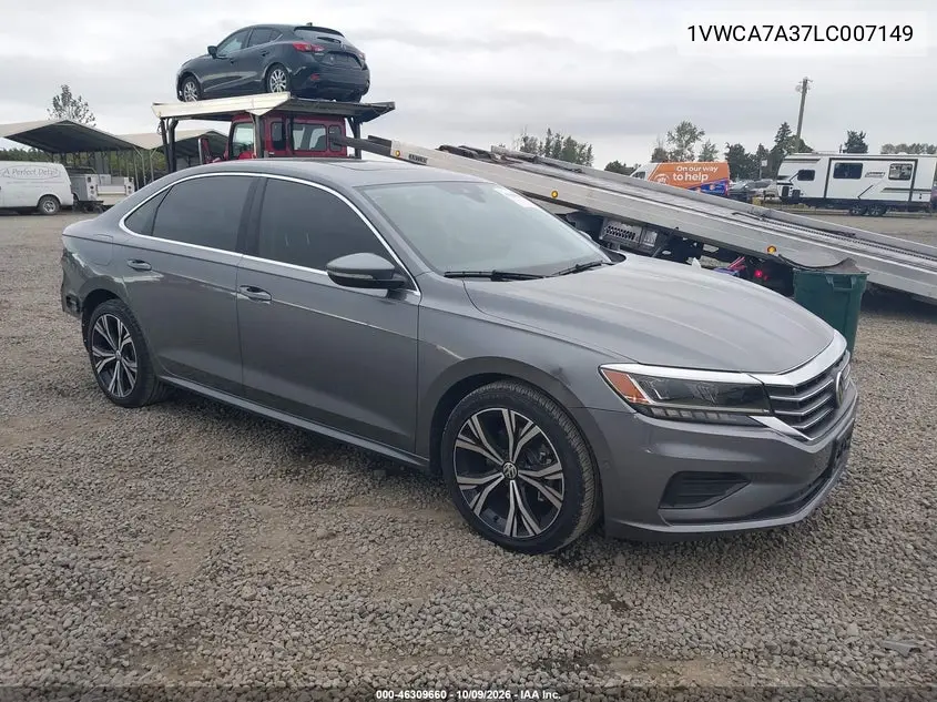 2020 Volkswagen Passat 2.0T Sel VIN 1VWCA7A37LC007149 фото 2