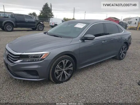 2020 Volkswagen Passat 2.0T Sel VIN 1VWCA7A37LC007149 фото 3