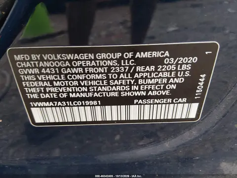2020 Volkswagen Passat 2.0T R-Line VIN 1VWMA7A31LC019981 фото 10