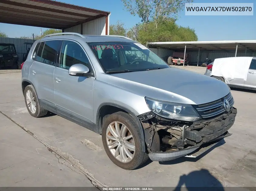 2013 Volkswagen Tiguan Se VIN WVGAV7AX7DW502870 фото 2