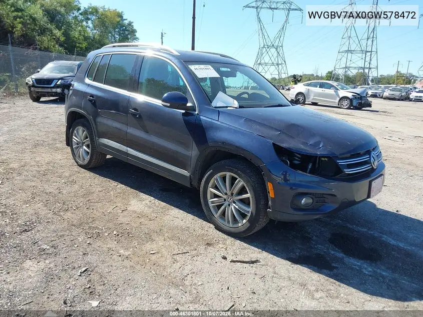 2016 Volkswagen Tiguan Se VIN WVGBV7AX0GW578472 фото 2