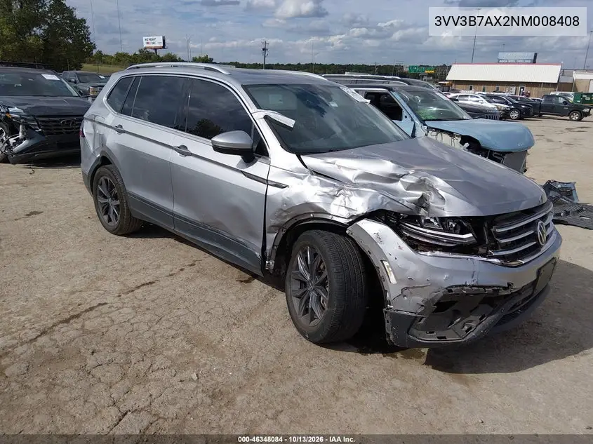 3VV3B7AX2NM008408 — 2022 Volkswagen Tiguan, фото 2 с аукциона IAAI, Повреждения со всех сторон