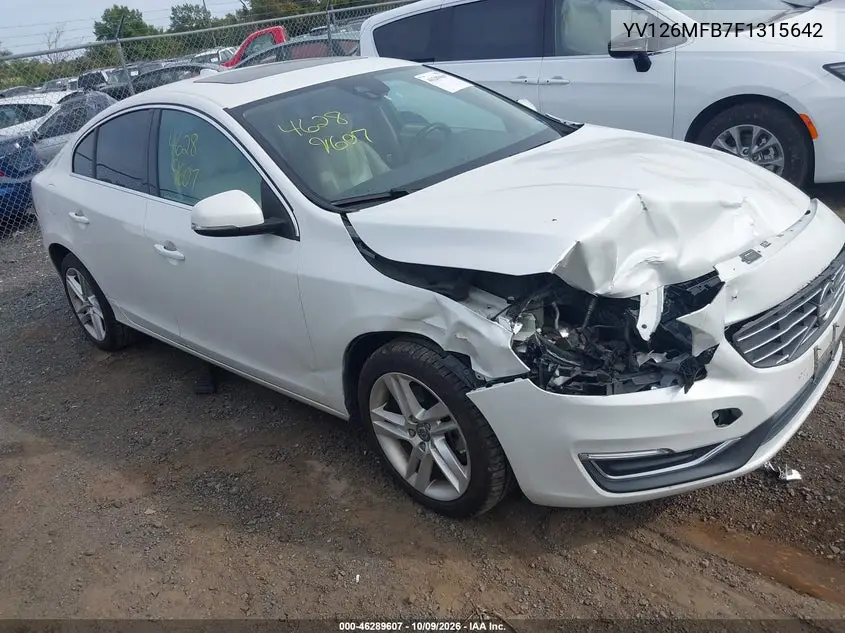 2015 Volvo S60 T5 Premier VIN YV126MFB7F1315642 фото 2
