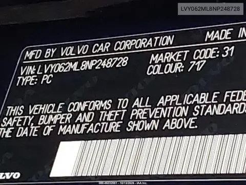 2022 Volvo S90 B6 Inscription VIN LVY062ML8NP248728 фото 9